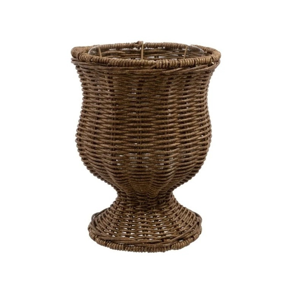 My Texas House 8" Goblet Woven Planter Urn Shape, Brown